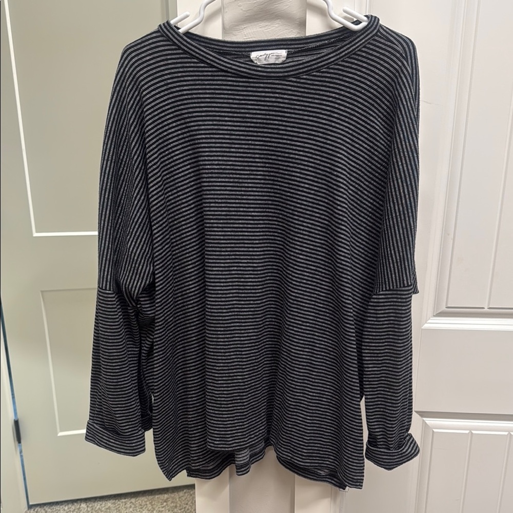 Carly Jean Los Angeles Black and White Striped Tunic